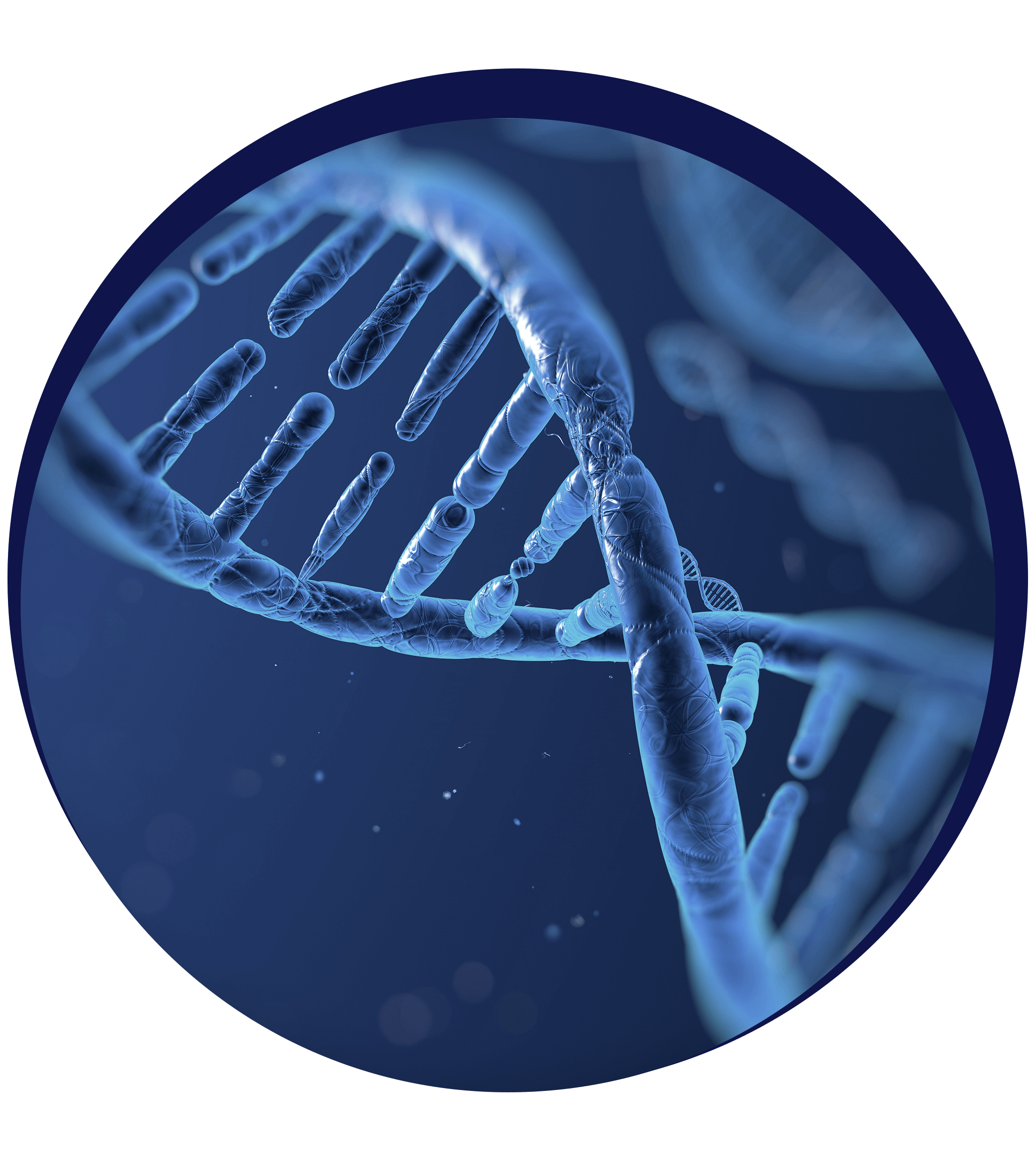 Ilustracja podwójnej helisy DNA w odcieniach niebieskiego